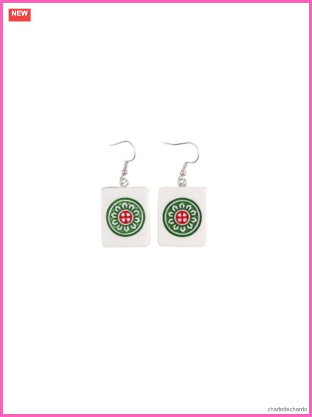 Handmade Resin Mahjong Dangle Earrings Geometric Drop for Women